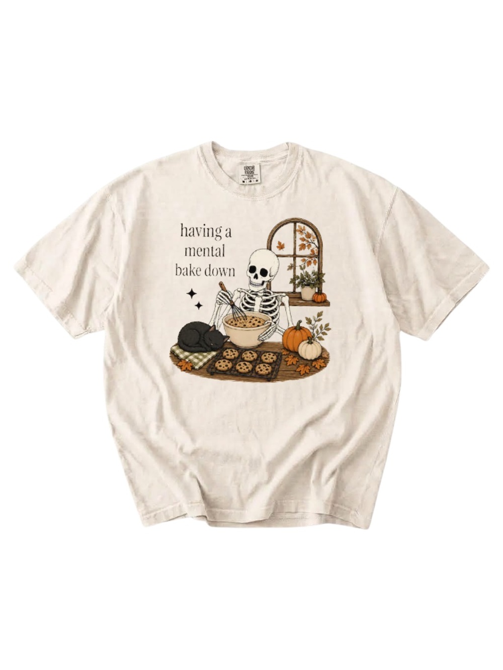 Comfort colors Ivory 'Having a Mental Bake Down' Skeleton Baking T-Shirt